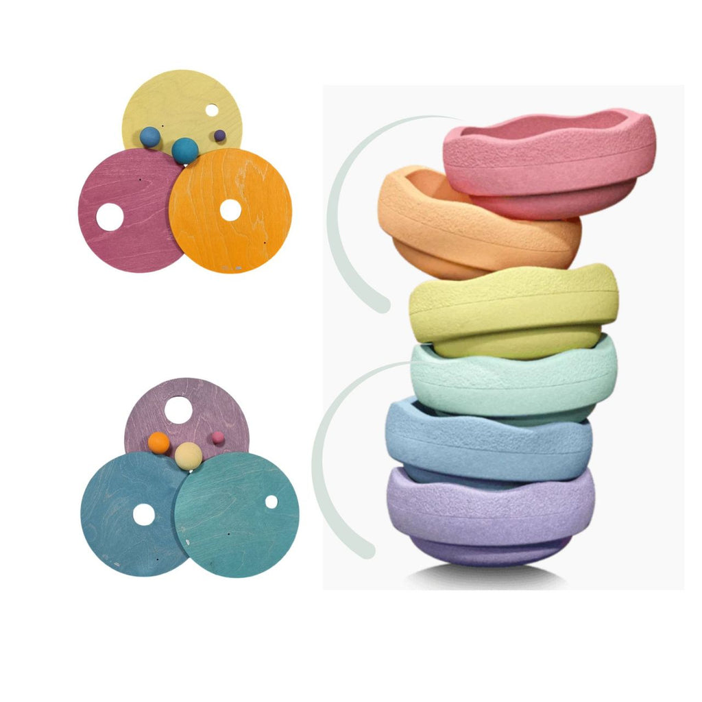 Grimms x Stapelstein - Rolling Discs | Cool Pastel