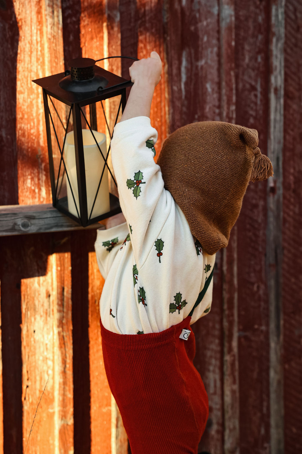 Footed Cotton Tights – Maple Leaf x Dark Forest Green