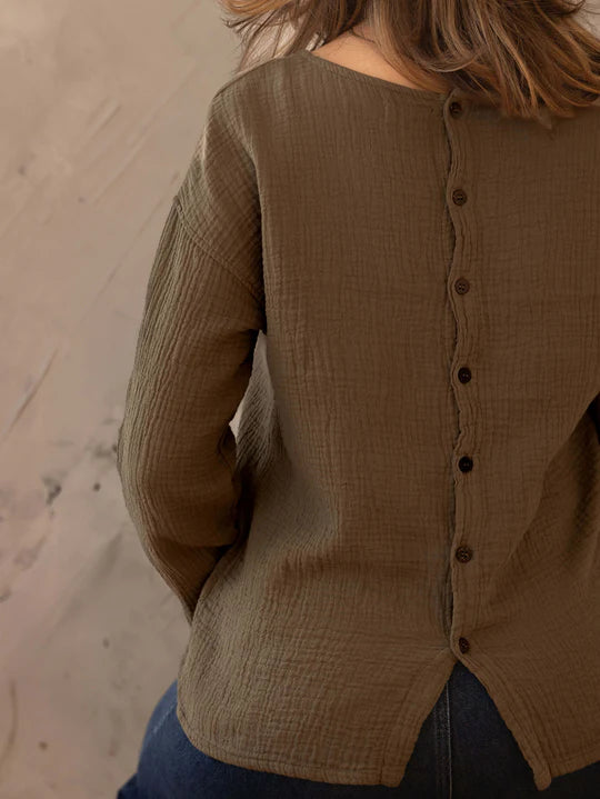 The Button Back Top - Women's - Seaweed