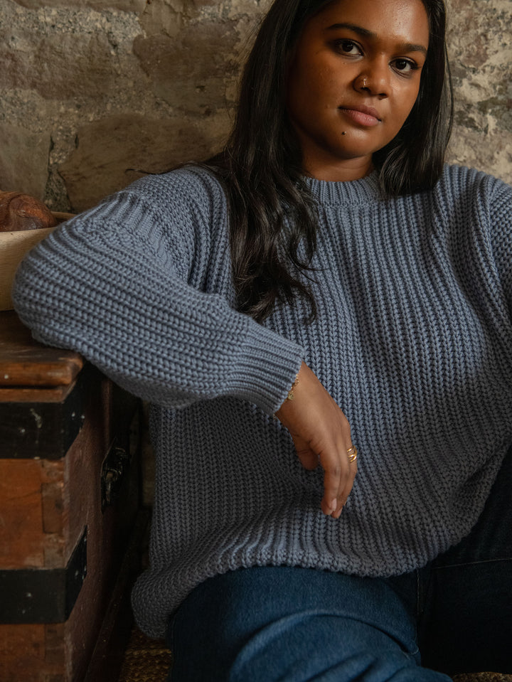 The Chunky Knit Sweater - Women's - Cornflower Blue