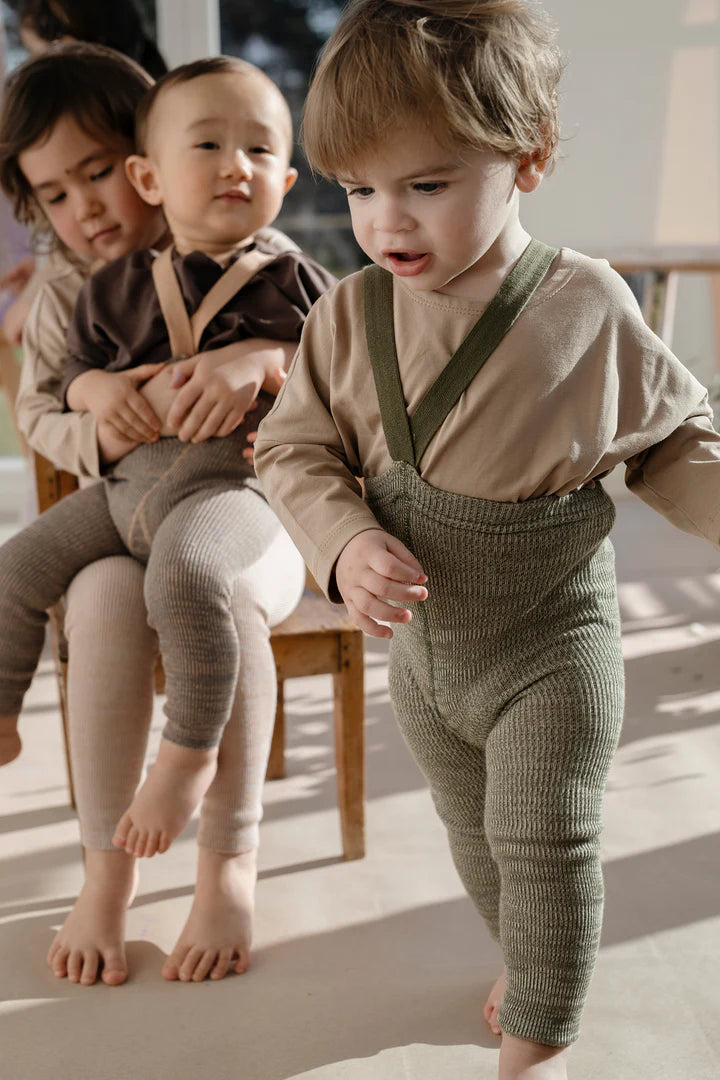 Footless Cotton Tights – Creamy Olive