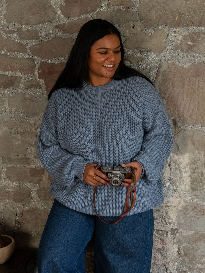 The Chunky Knit Sweater - Women's - Cornflower Blue
