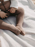 Footed Cotton Tights - Granola