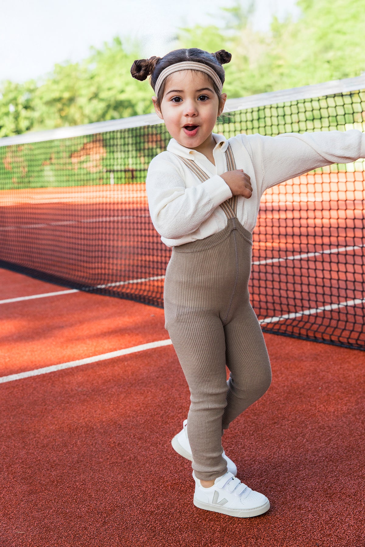 Footless Cotton tights - Oyster Grey Striped