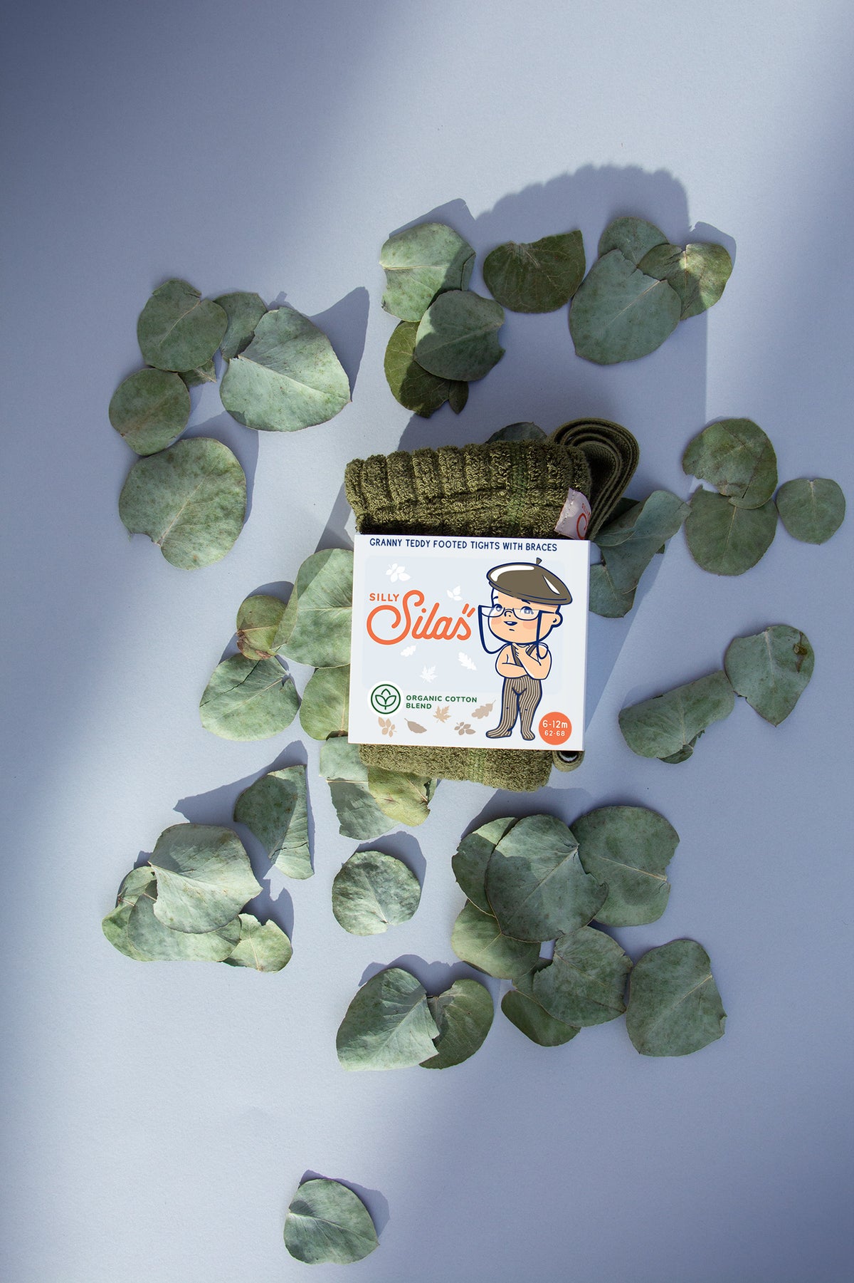 Granny Teddy Footed Cotton Tights - Olive