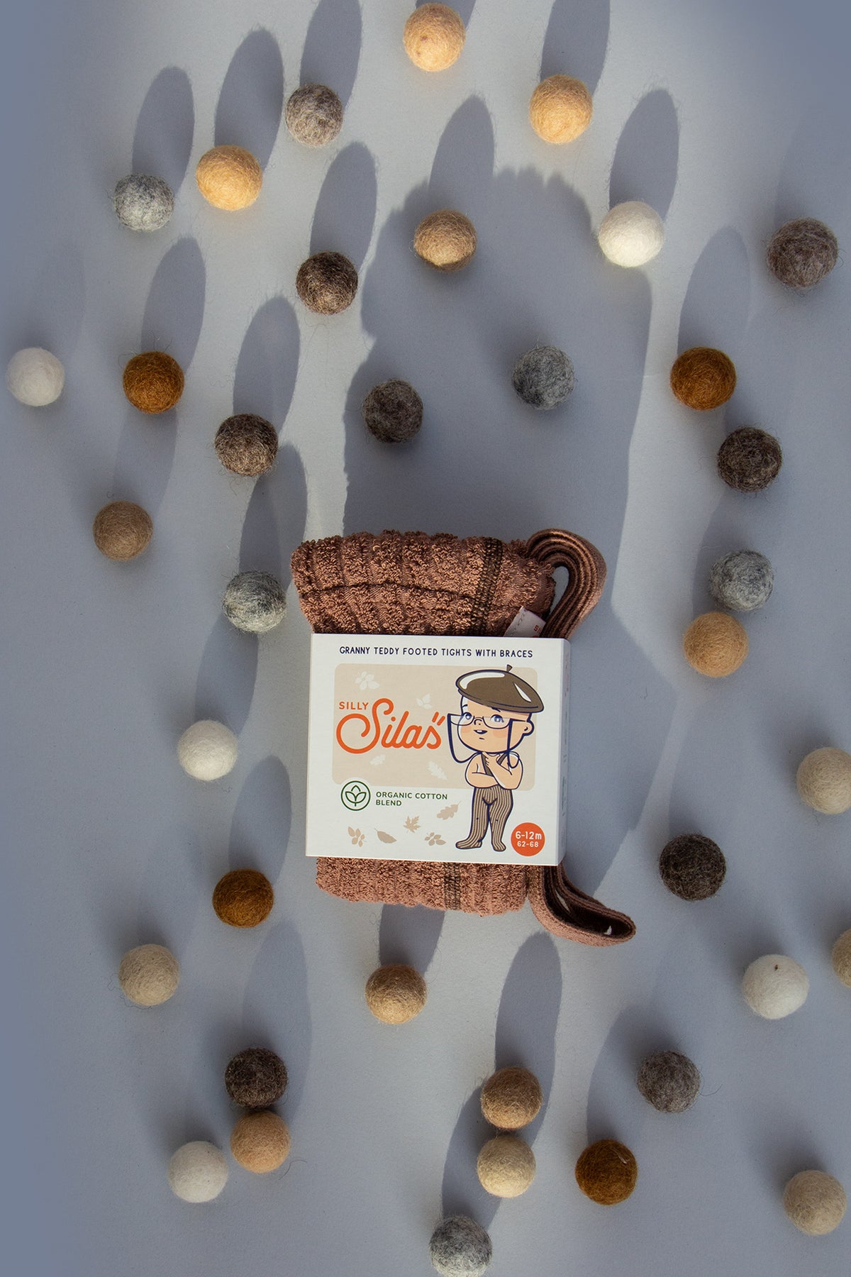 Granny Teddy Footed Cotton Tights - Granola