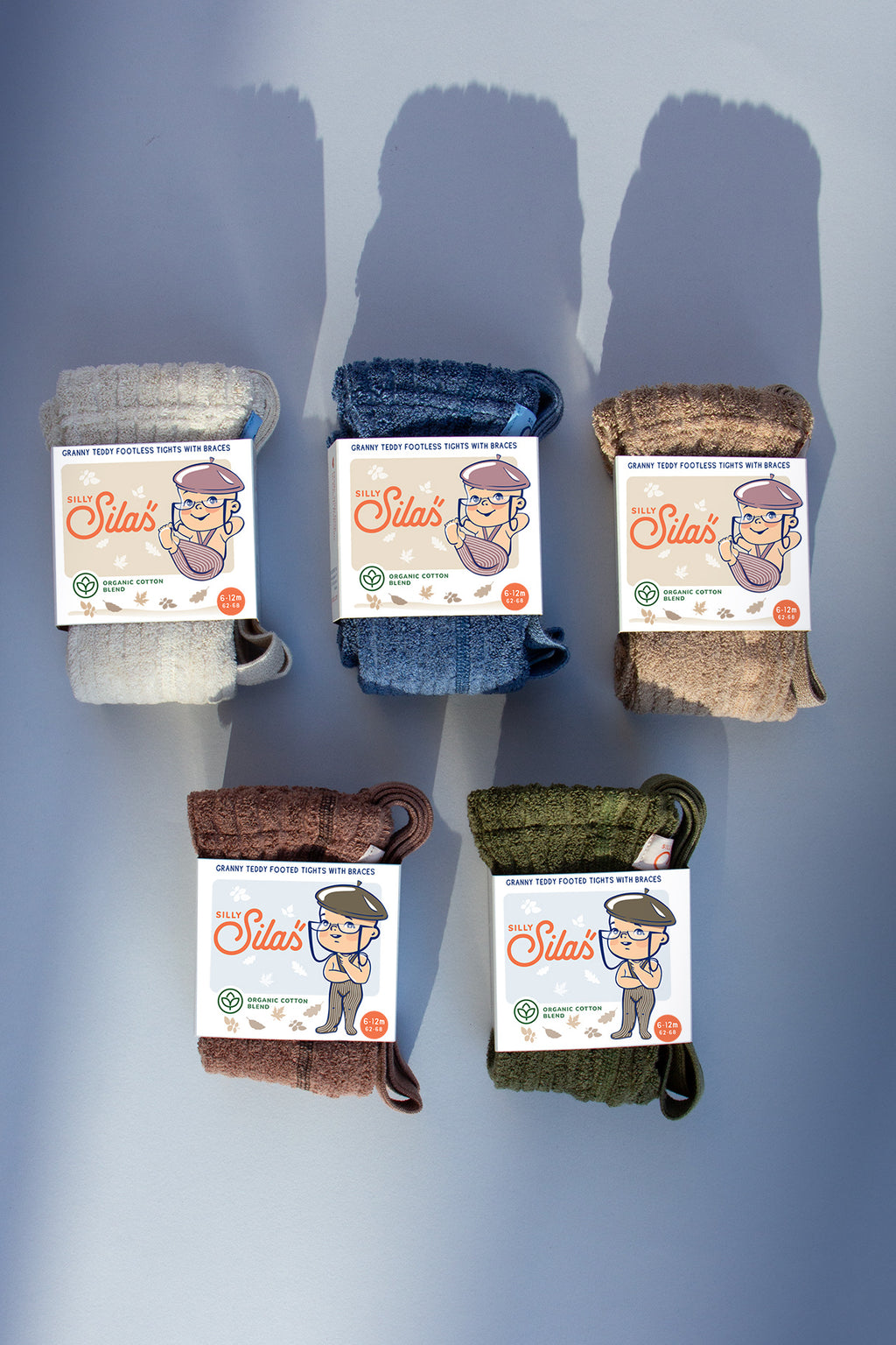 Granny Teddy Footed Cotton Tights - Granola