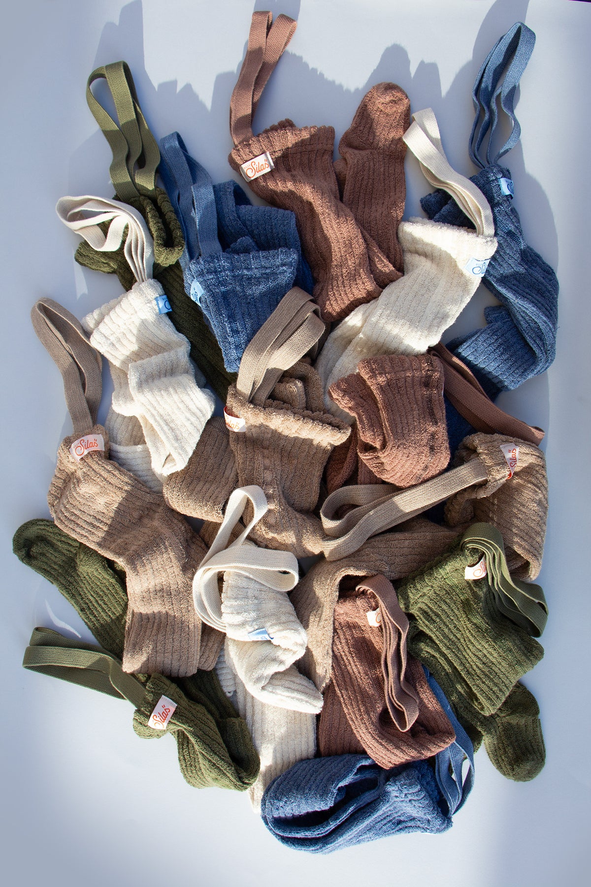 Granny Teddy Footed Cotton Tights - Olive