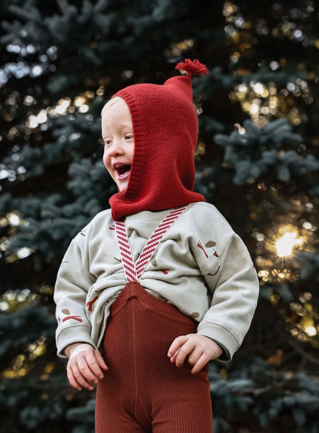 Footless Christmas Patterned - Cinnamon