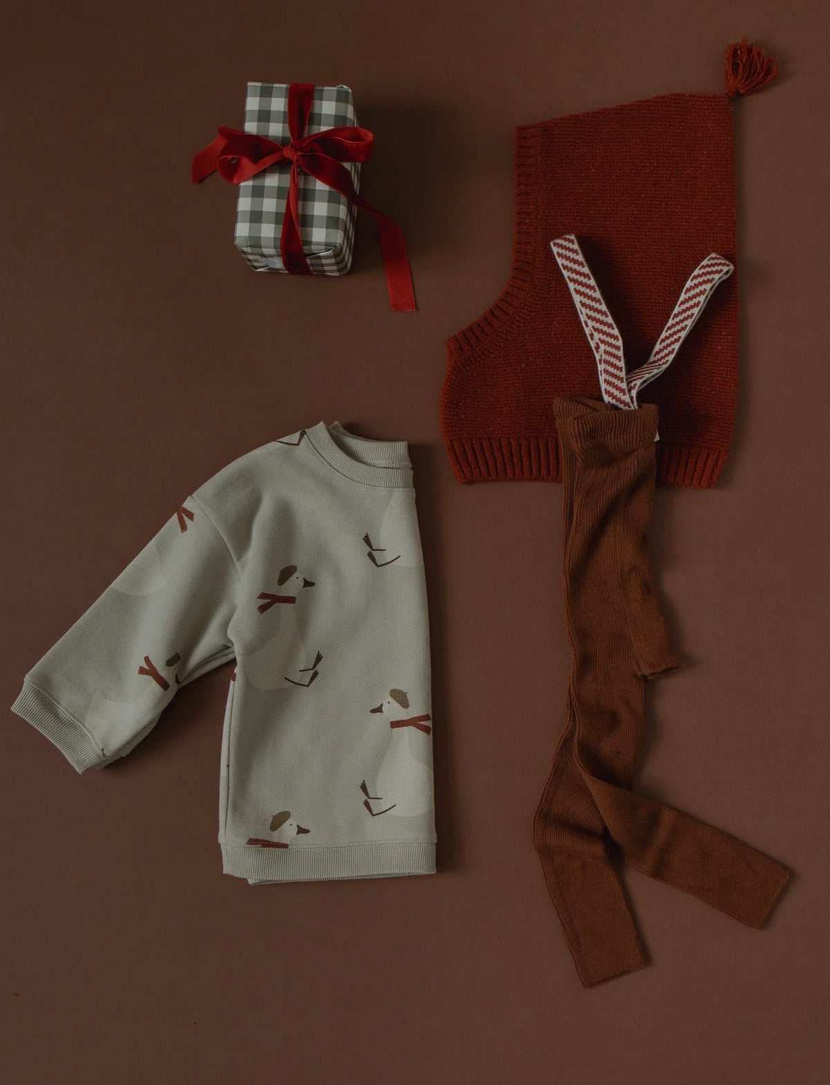 Footless Christmas Patterned - Cinnamon