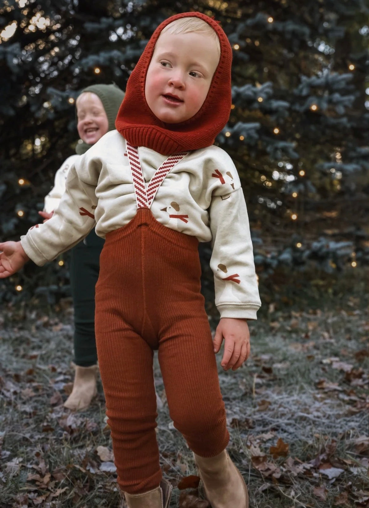 Footless Christmas Patterned - Cinnamon