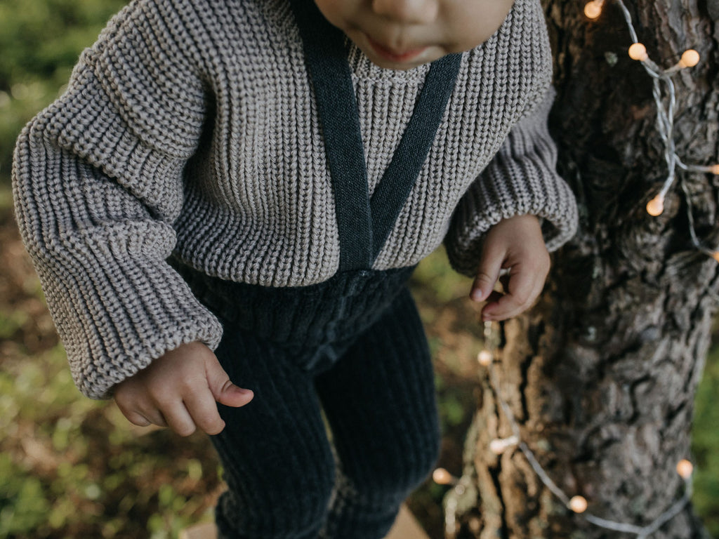 Granny Teddy Footless Cotton Tights - Dark Grey Blend
