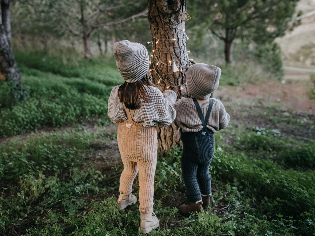 Granny Teddy Footless Cotton Tights - Dark Grey Blend