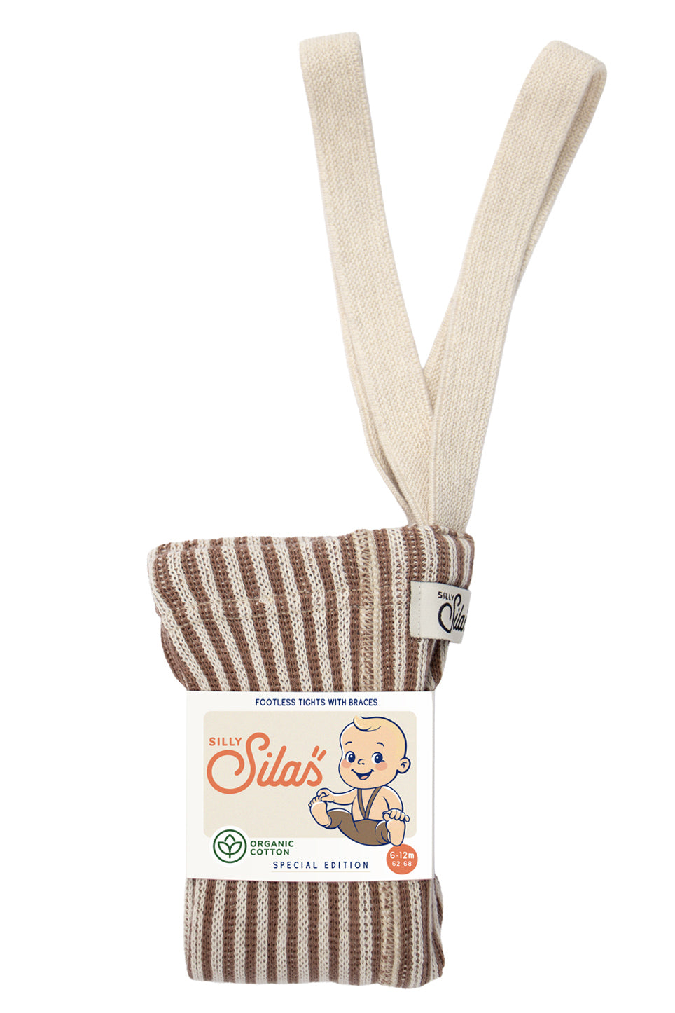 Footless Cotton Tights - Granola x Cream Striped
