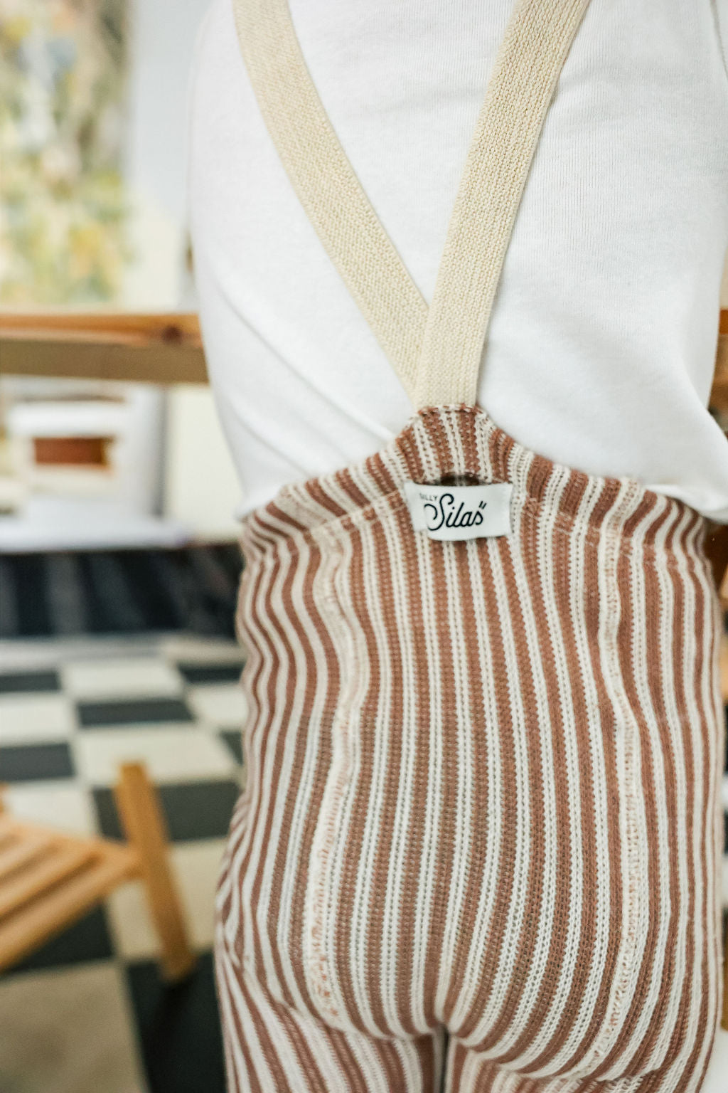 Footless Cotton Tights - Granola x Cream Striped