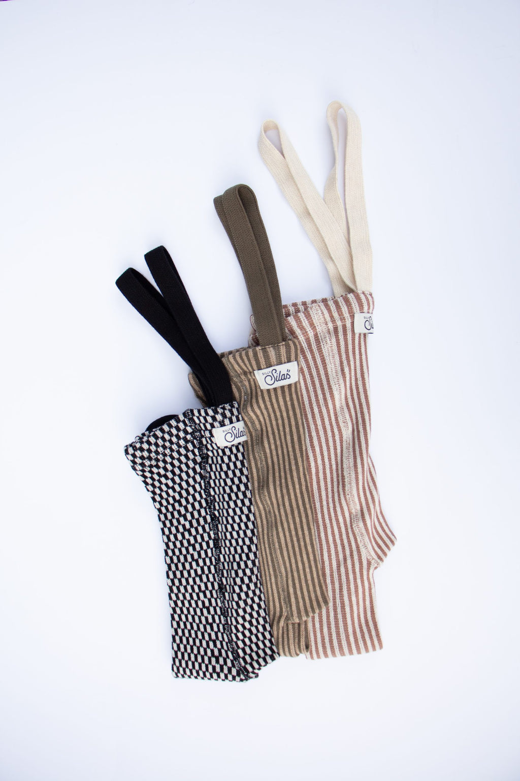 Footed Cotton Tights - Seaweed Brown x Peanut Striped