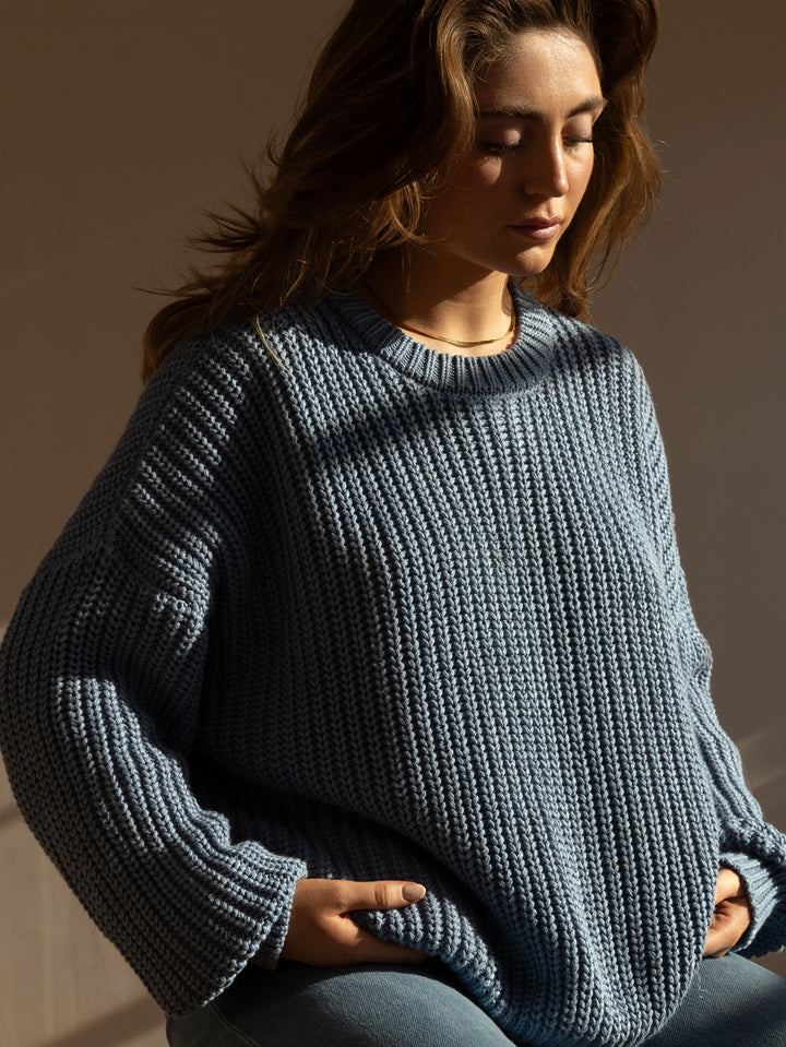 The Chunky Knit Sweater - Women's - Cornflower Blue