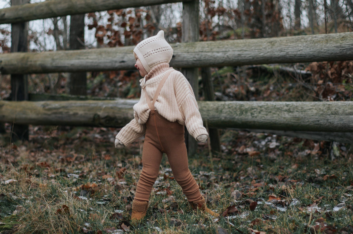 Wooly Footless Wool Tights - Cappuccino Brown
