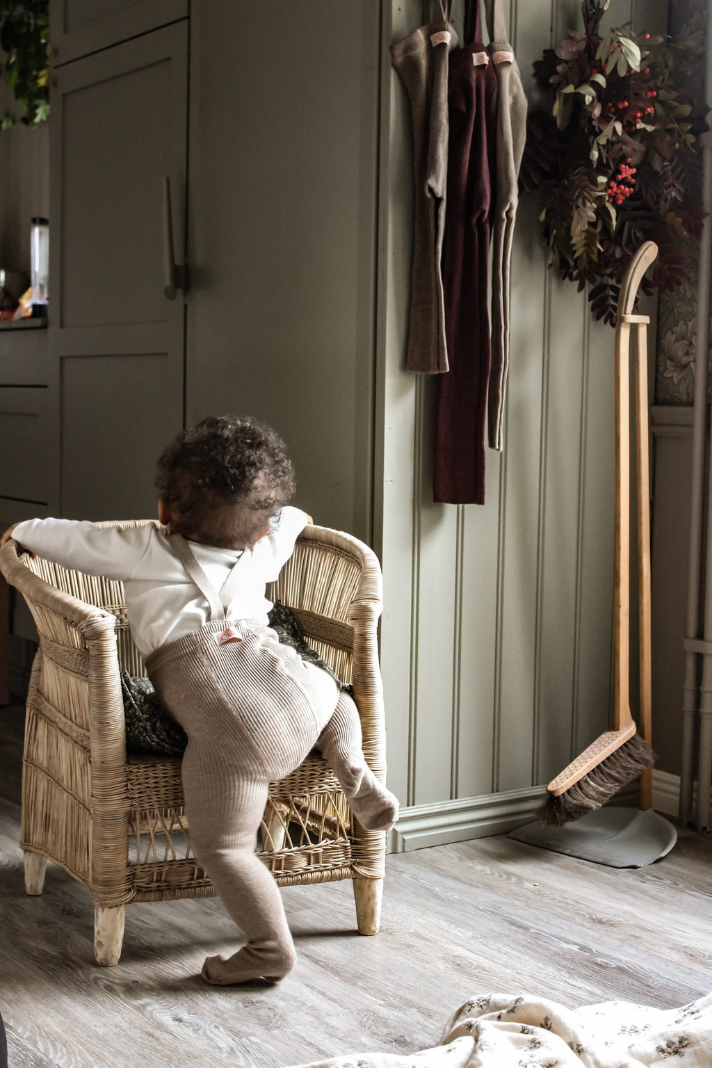 Footed Cotton Tights - Peanut Blend