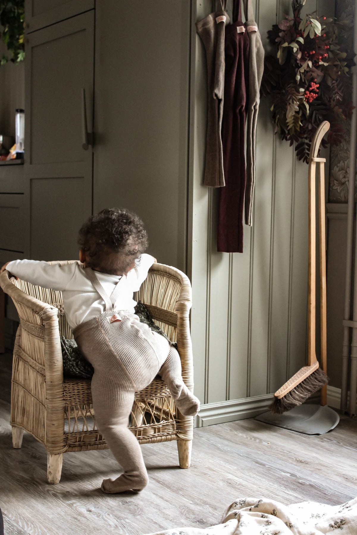Footed Cotton Tights - Peanut Blend