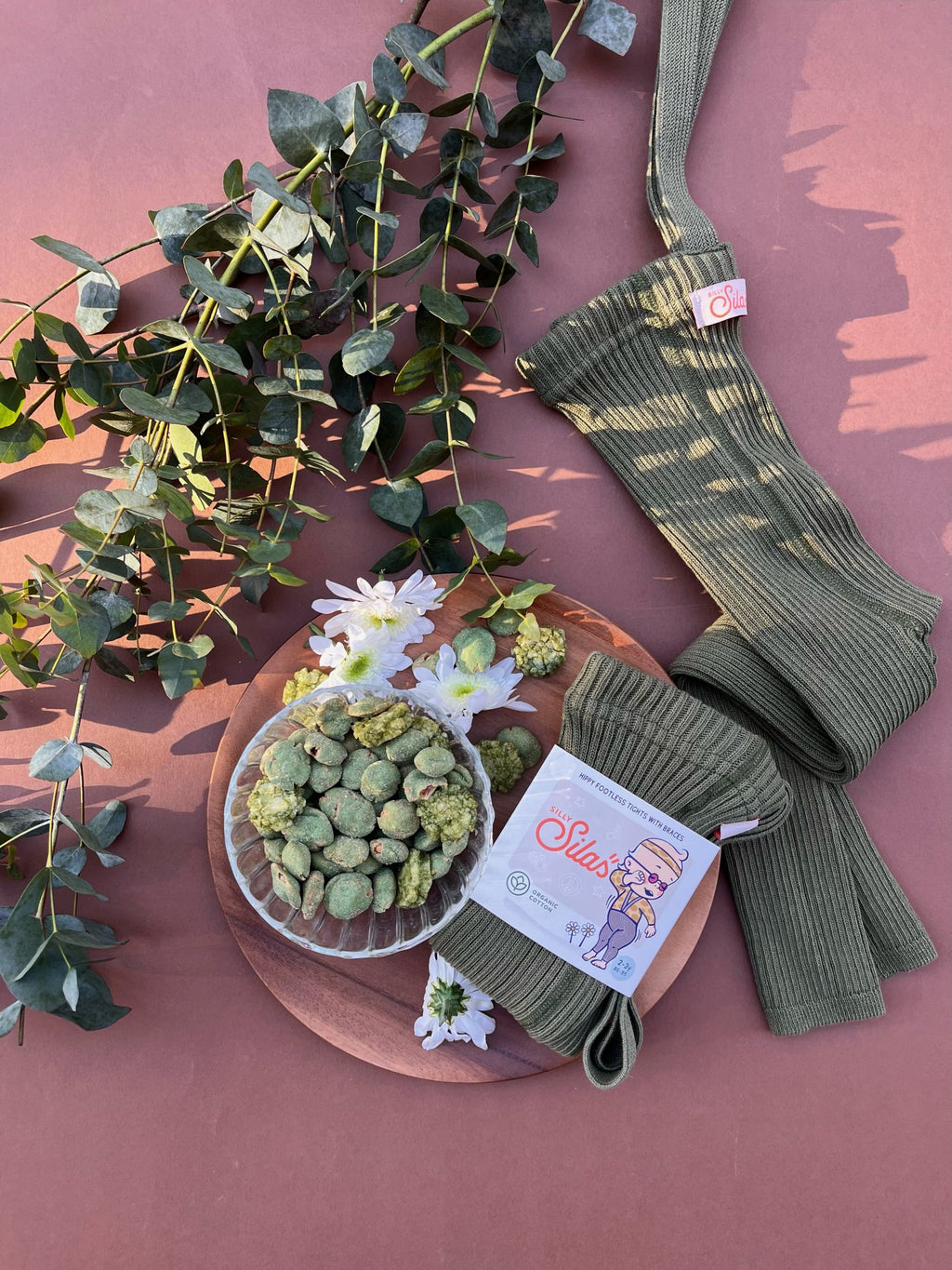 Hippy Footless Cotton Tights - Olive