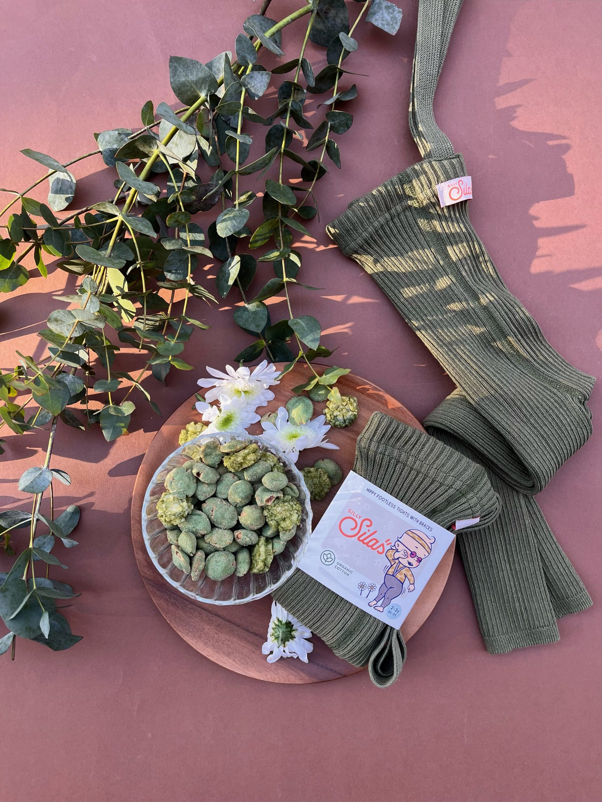Hippy Footless Cotton Tights - Olive