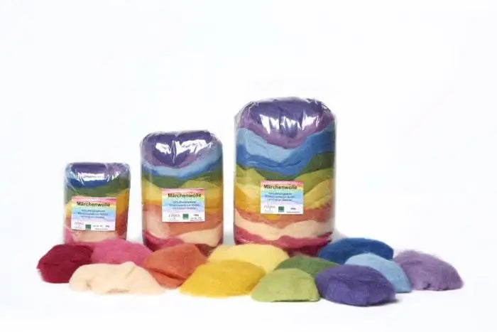 Farget ullfillt - 12 farger - 50gram