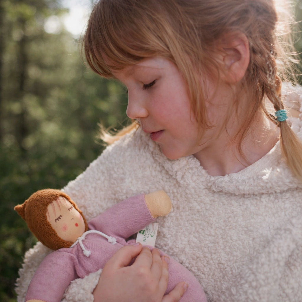 Valnøttbaby rosa - 22cm