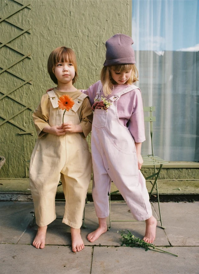 The Oversized Denim Dungaree | mineral dyed - Mulberry