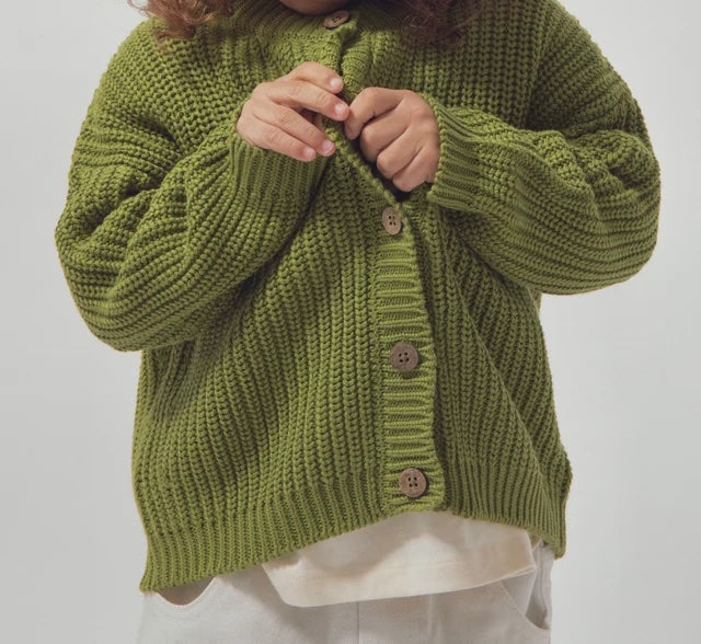 The Chunky Cardigan - Leaf Green