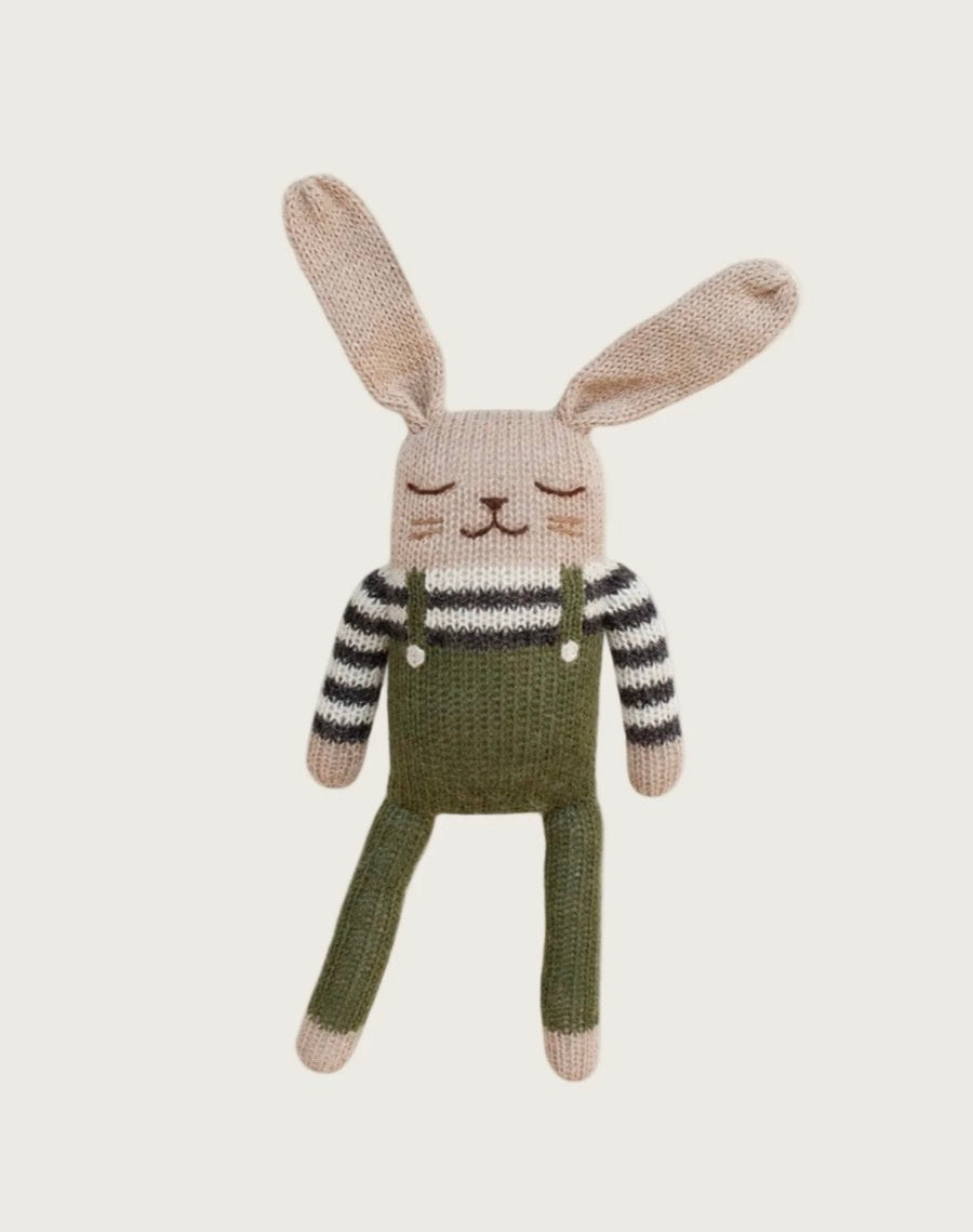 BUNNY SOFT TOY - OLIVE OVERALLS