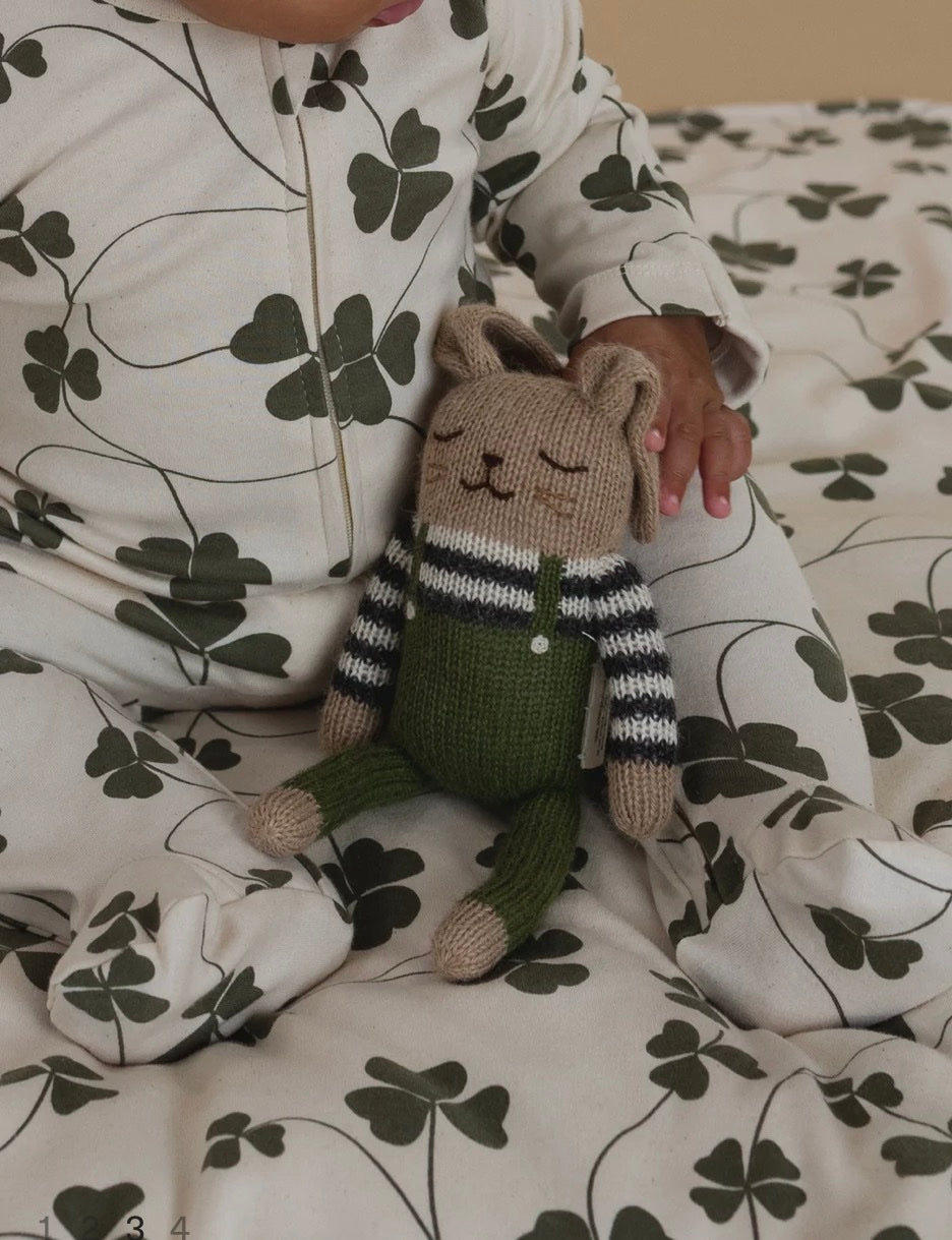 BUNNY SOFT TOY - OLIVE OVERALLS