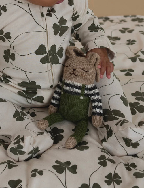 BUNNY SOFT TOY - OLIVE OVERALLS