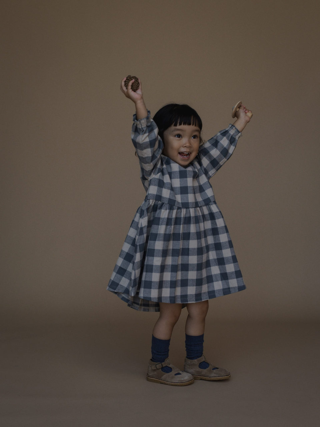 FOG BLUE GINGHAM FIELD DRESS