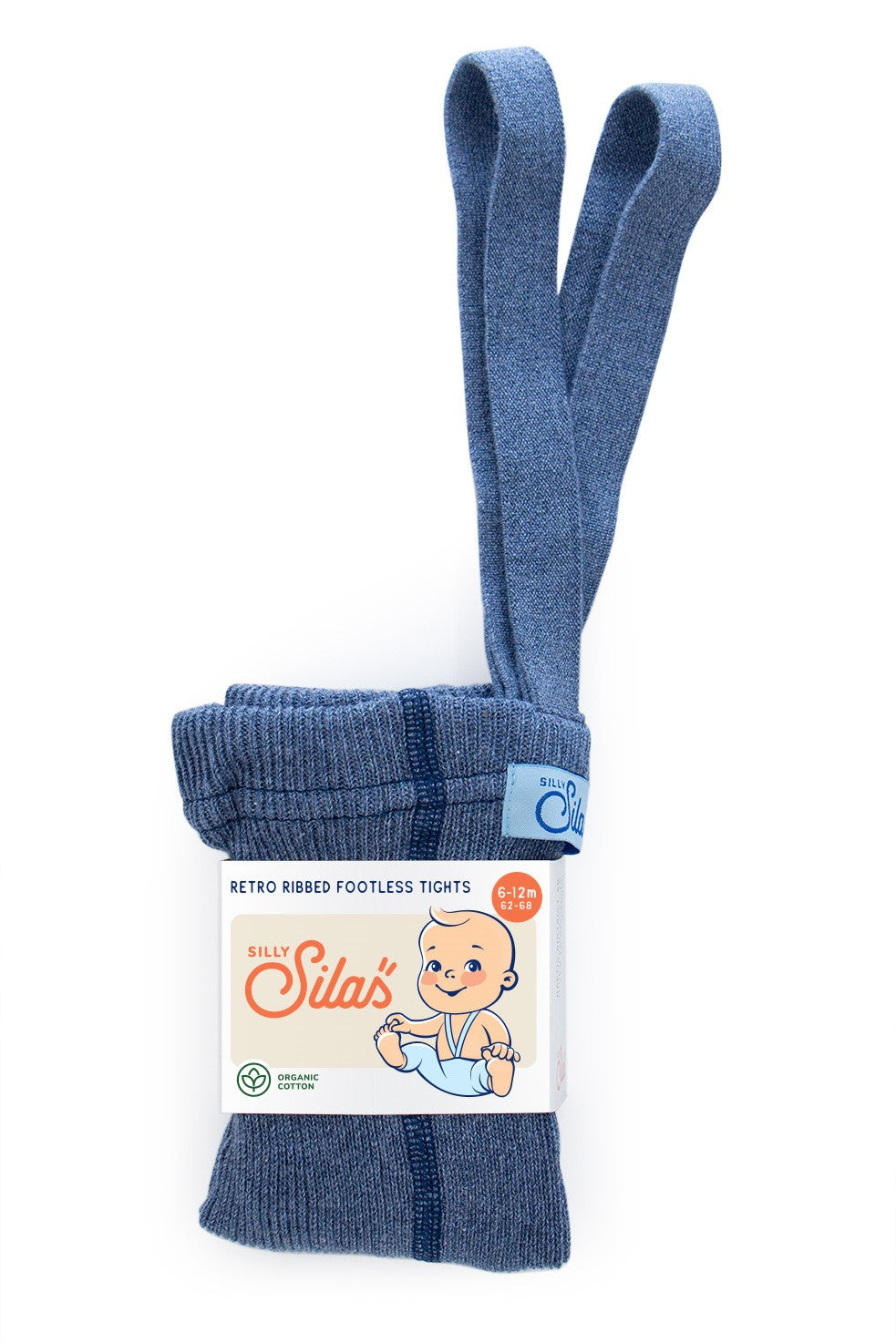 Footless Cotton Tights - Steel Blue Blend