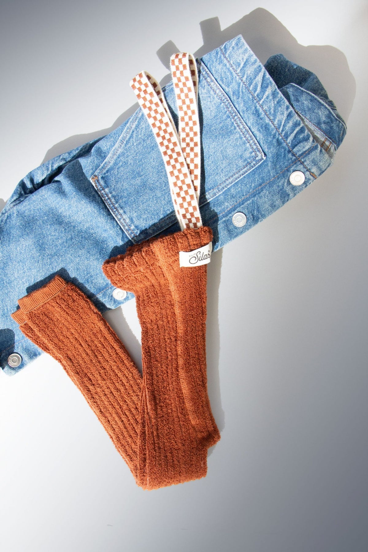 Granny Teddy Footless Cotton Tights – Cinnamon Checked