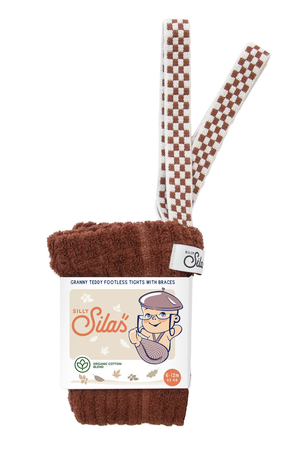 Granny Teddy Footless Cotton Tights – Cinnamon Checked
